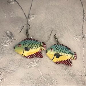 4 For $20 Hand Painted Wooden Fish Earrings